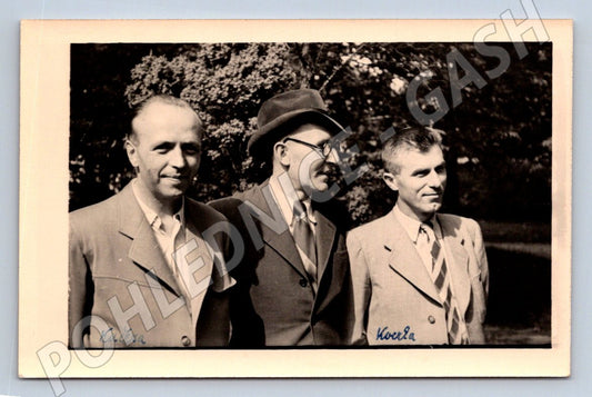 Stará fotografie tři muži Kucera Kocian (P2969)