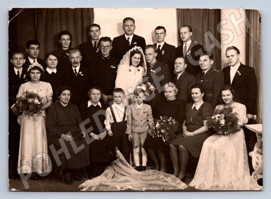 Stará fotografie svatební skupina (P2992)