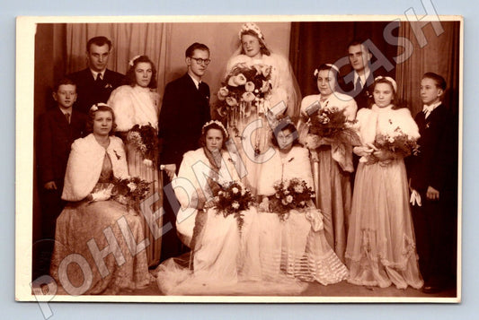 Stará fotografie svatební skupina (P3034)