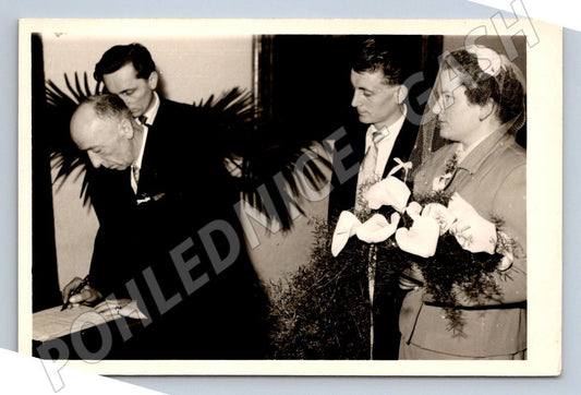 Stará fotografie svatební/civilní obřad podpis (P3142)