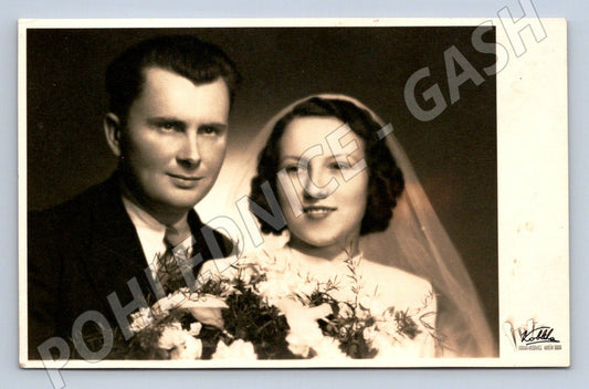 Pohlednice portrét svatebního páru (P3234)
