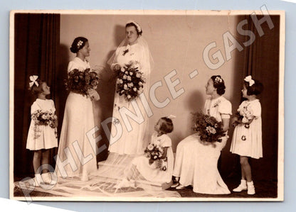 Stará fotografie svatební skupina ateliér Foto-Pribik (P3287)