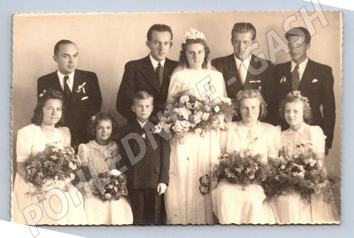 Stará fotografie Čáčov n. Sáz. svatební skupina (P3289)