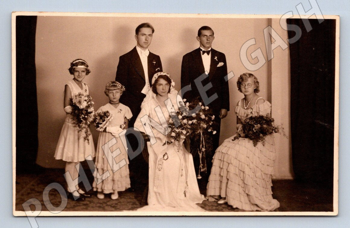 Stará fotografie svatební skupinka (P3305)