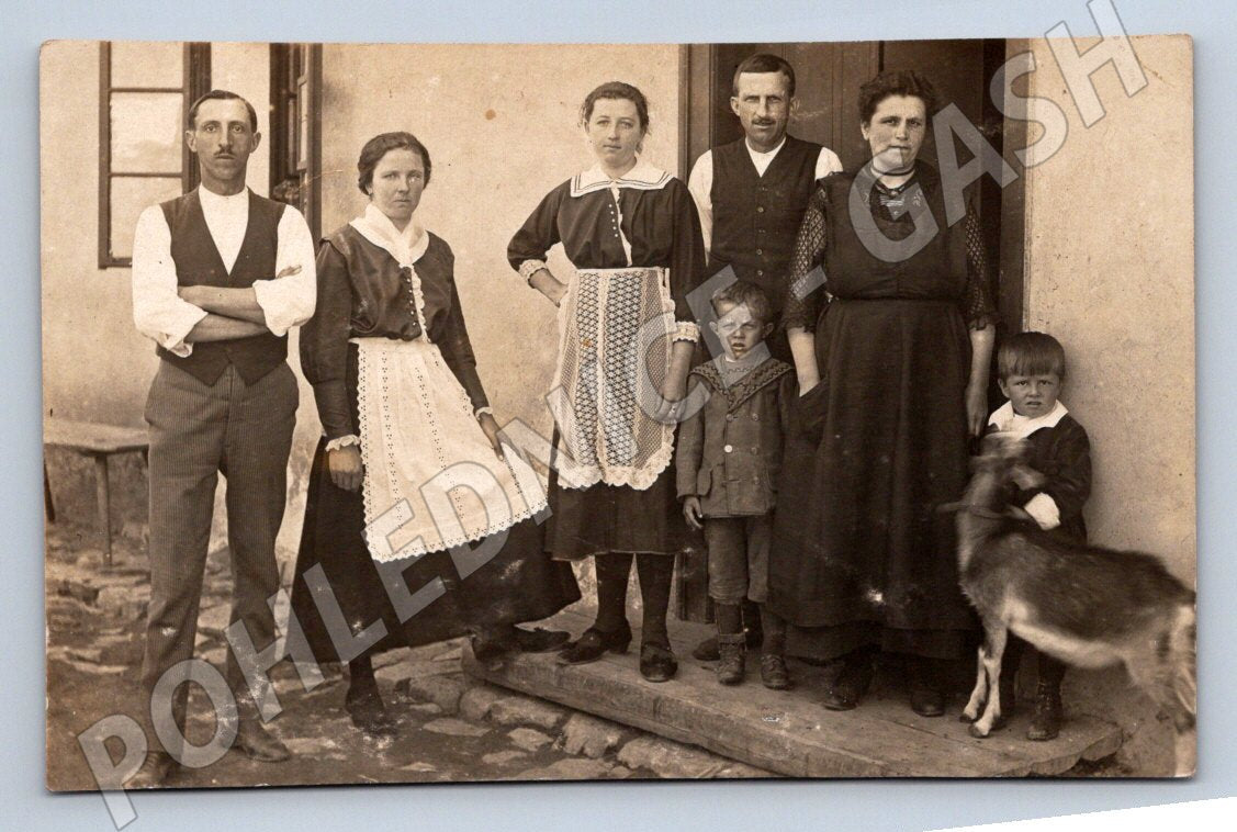 Pohlednice Rodinná skupina s kozou (P3306)