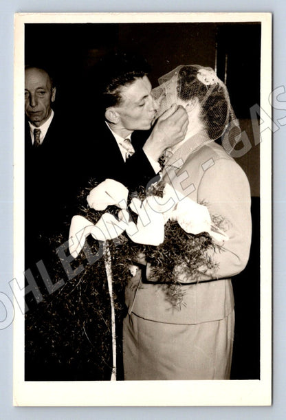 Stará fotografie svatební pár s kyticí (P3333)