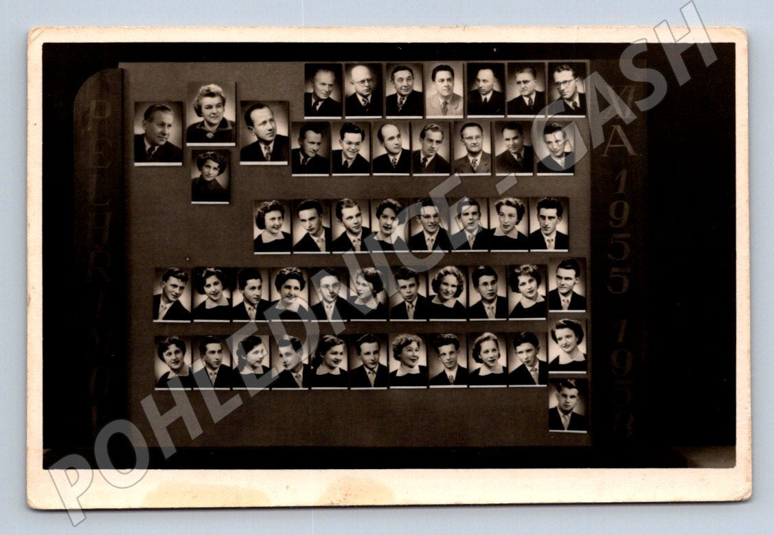 Stará fotografie Pelhřimov třídní koláž 1955 (P3442)