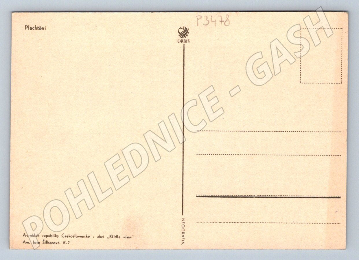 Pohlednice Československo Plachtění větroně OK-8192 (P3478)