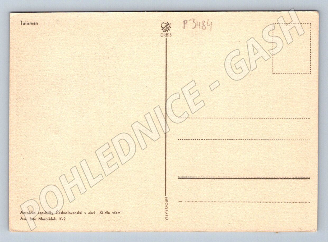 Pohlednice Československo pes Talisman u letadla (P3484)