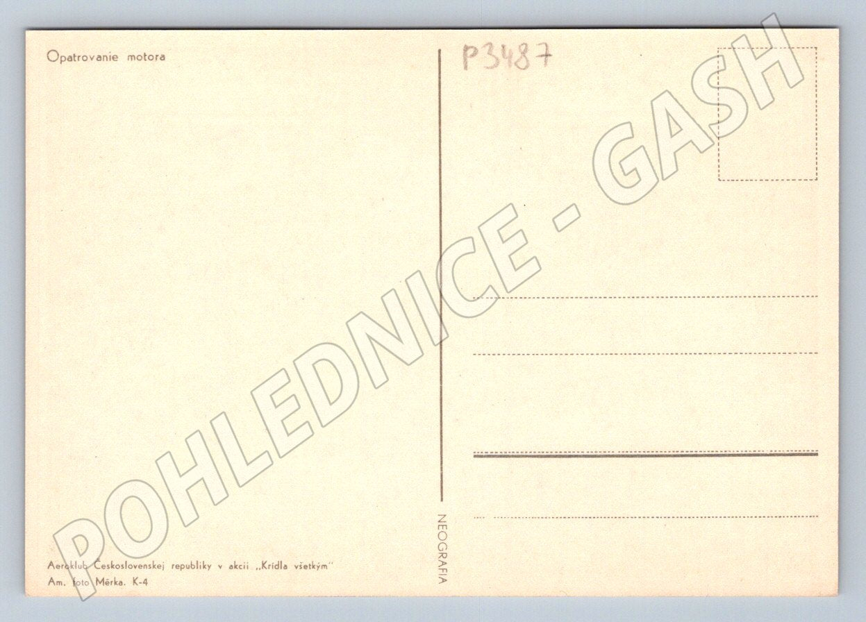 Pohlednice Československo opatrování leteckého motoru (P3487)