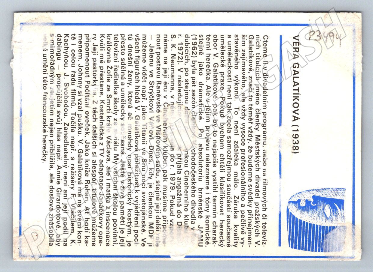 Pohlednice Věra Galatíková herečka (P3494)