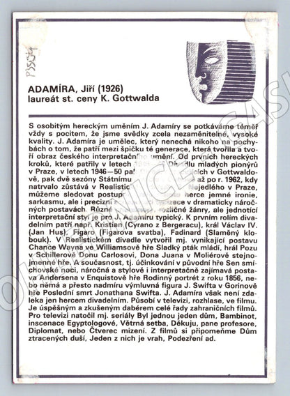 Pohlednice Jiří Adamíra herec portrét (P3504)