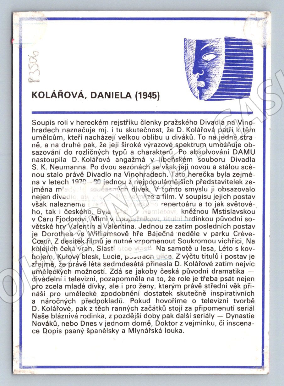 Pohlednice Daniela Kolářová (P3506)