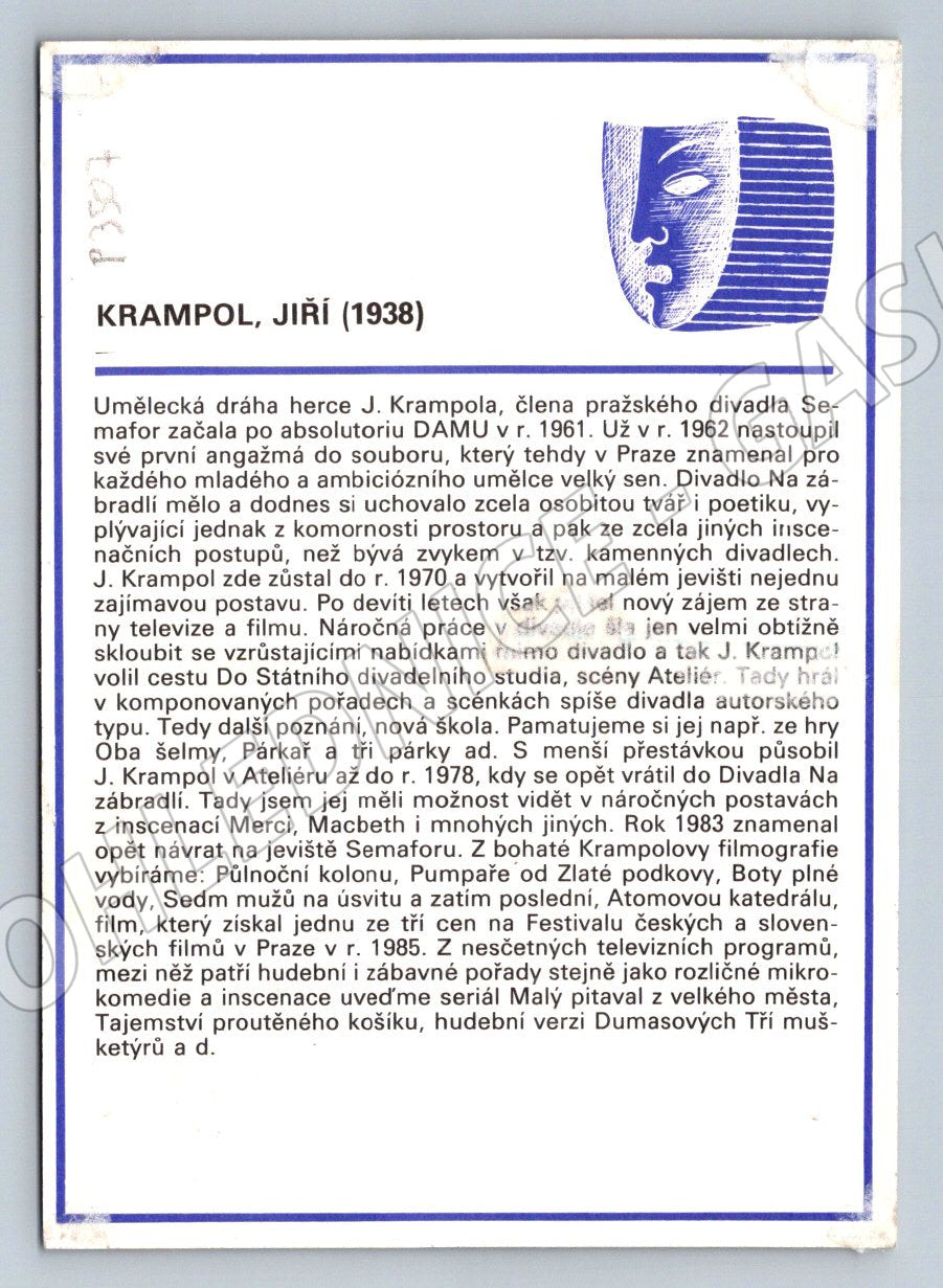 Pohlednice Jiří Krampol herec (P3507)