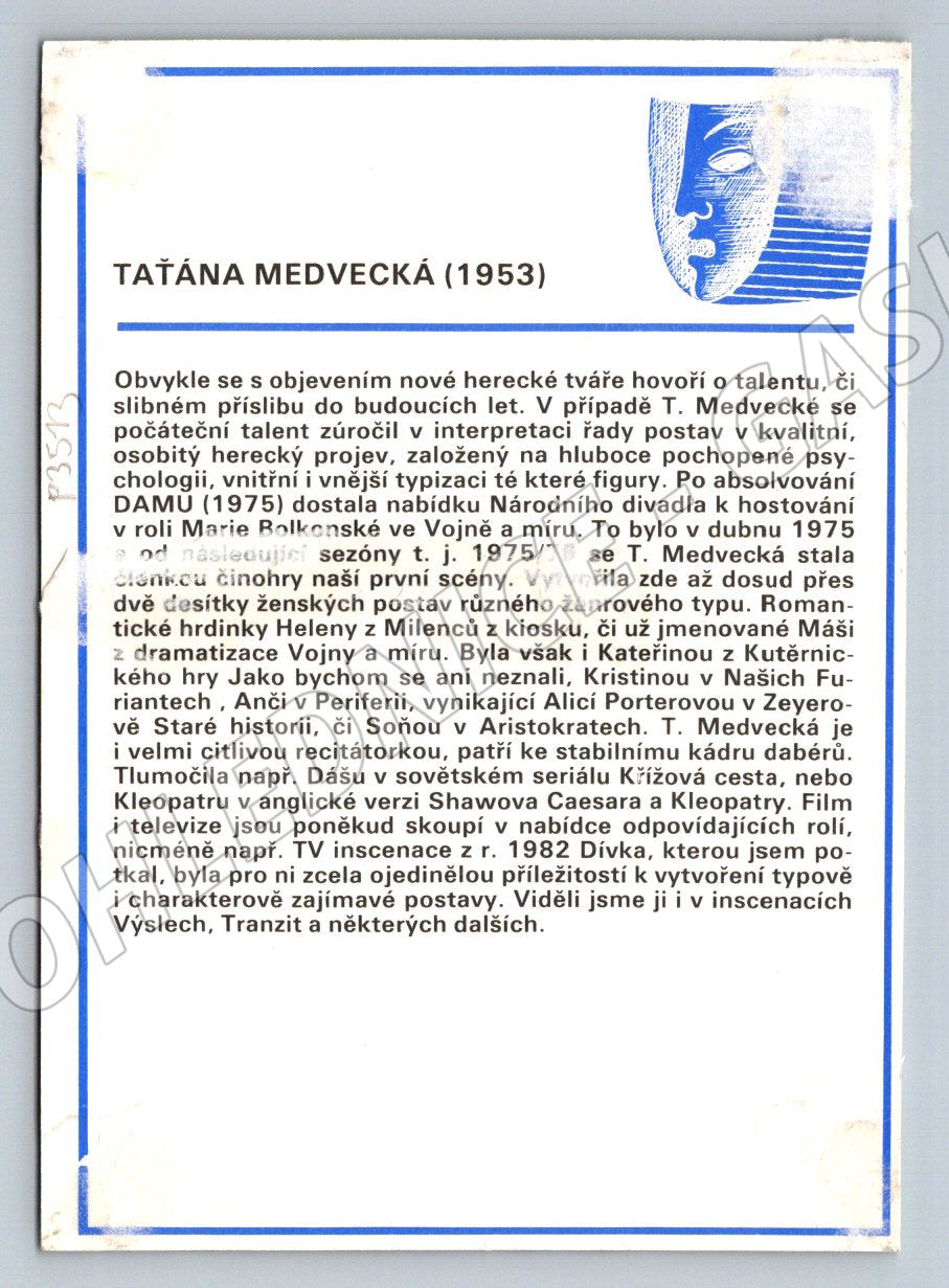 Pohlednice Taťána Medvecká herečka (P3513)