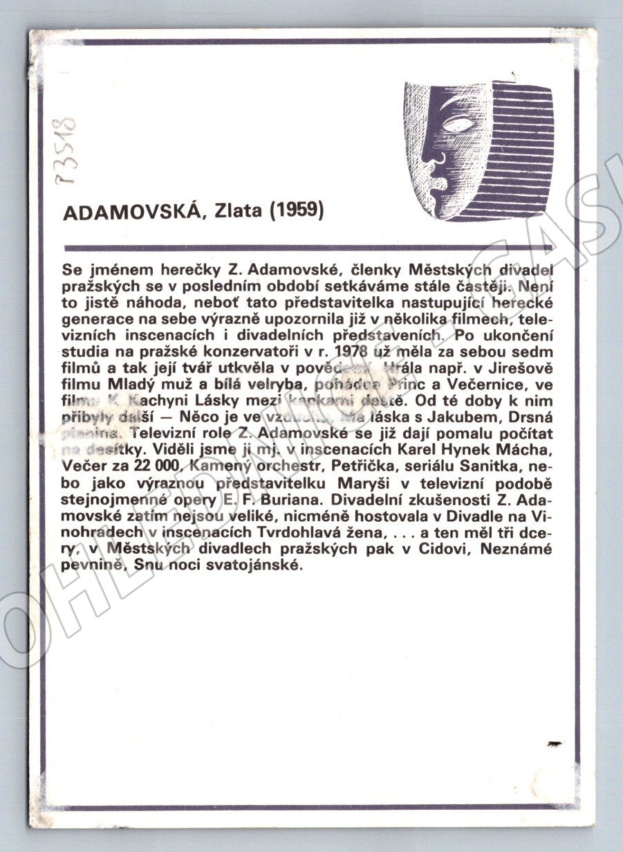 Pohlednice Zlata Adamovská herečka (P3518)