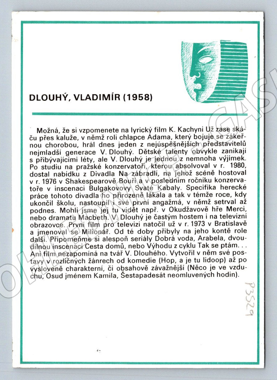 Pohlednice Vladimír Dlouhý portrét (P3529)