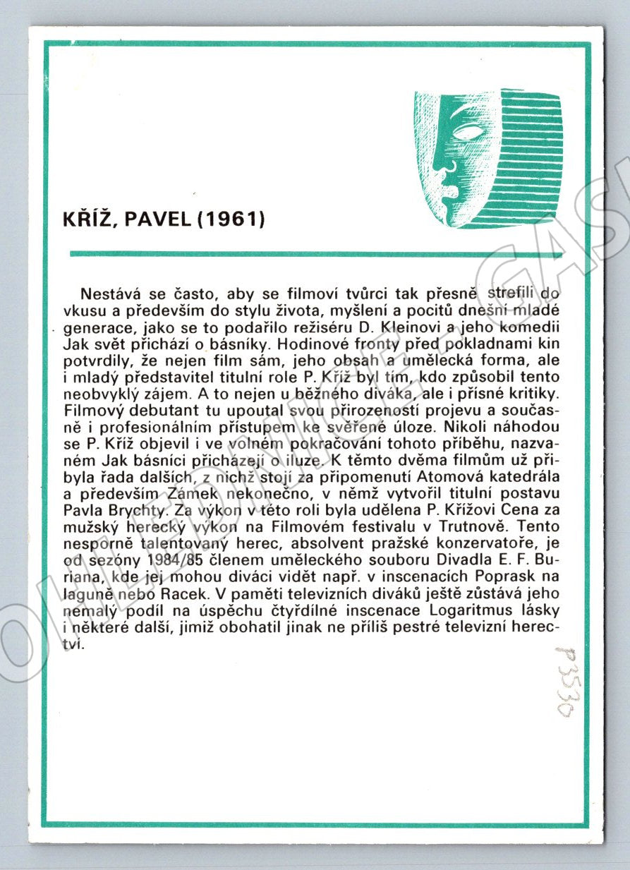 Pohlednice Pavel Kříž herec (P3530)