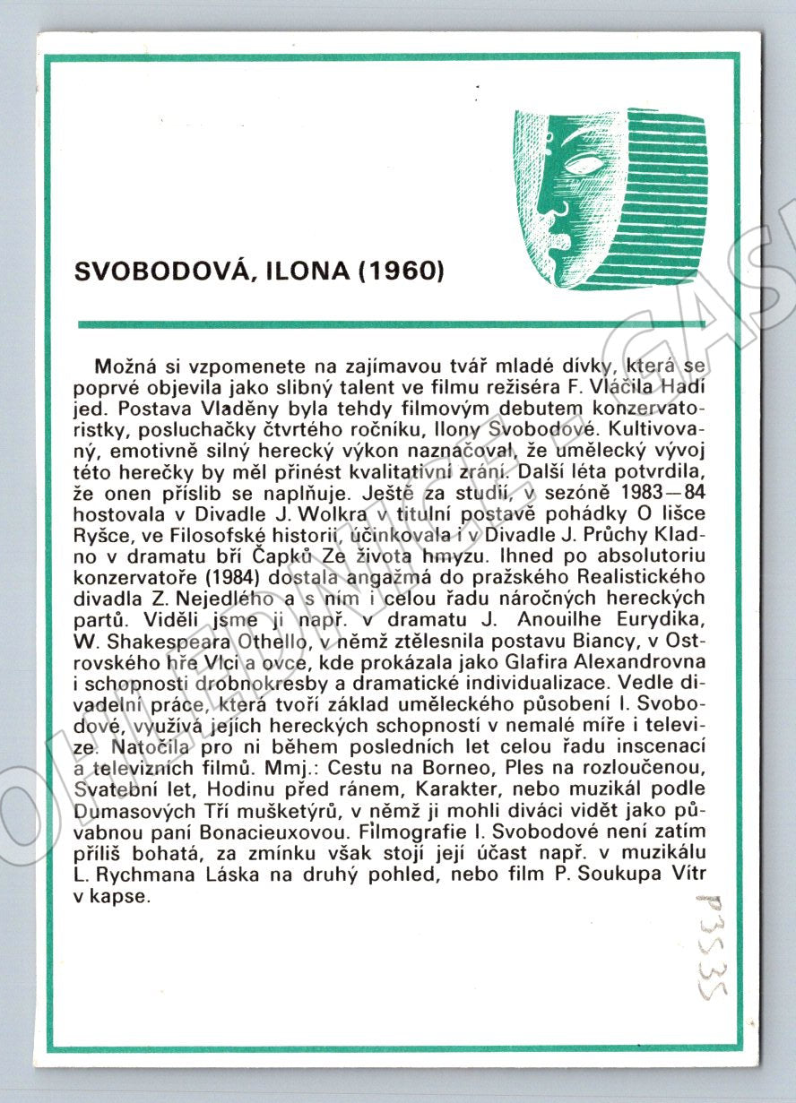 Pohlednice Ilona Svobodová herečka (P3535)