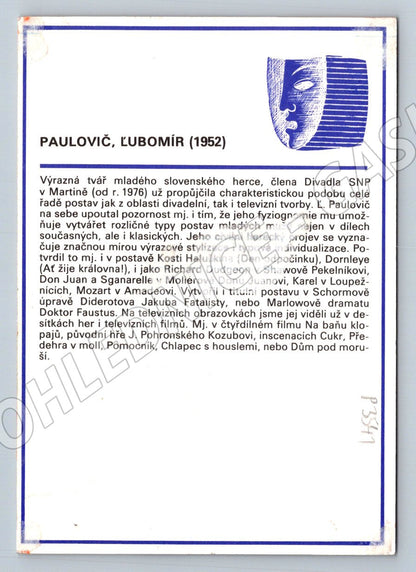 Pohlednice Slovensko Lubomír Paulovič herec (P3541)