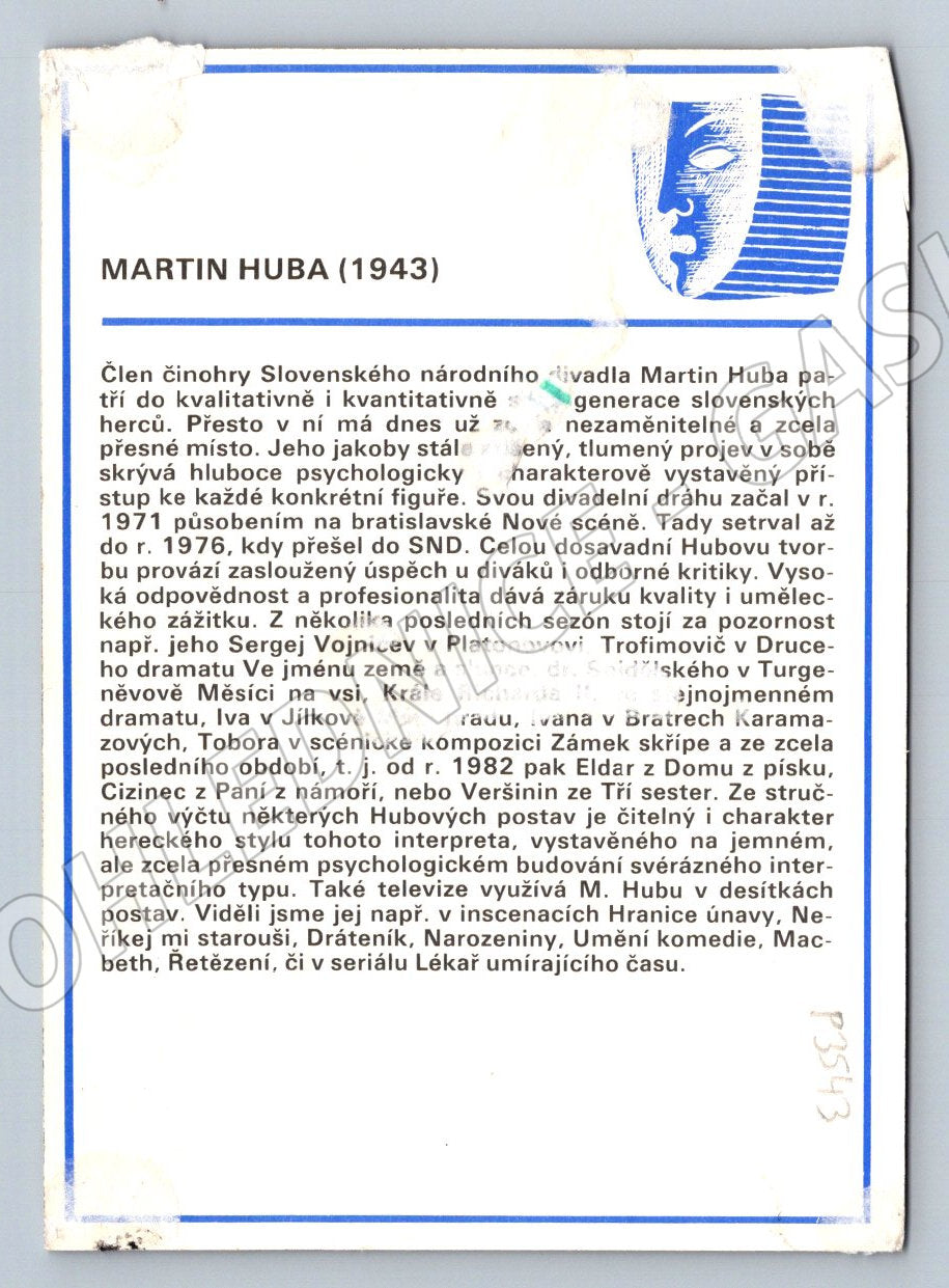 Pohlednice Martin Huba portrét (P3543)