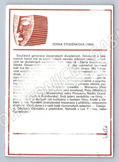 Pohlednice Slovensko Zdena Studénková portrét (P3549)