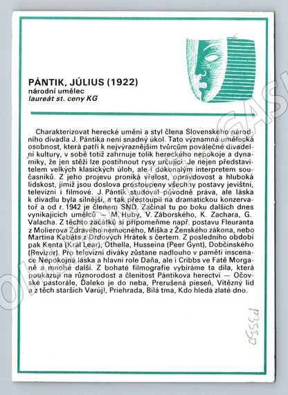 Pohlednice Slovensko herec Július Pántik (P3550)