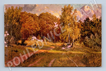 Pohlednice lesní cesta malovaný motiv (P3559)