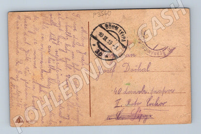 Pohlednice noční krajina s básní 1913 (P3560)