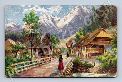 Pohlednice Alpy horská vesnice cca 1930 (P3566)