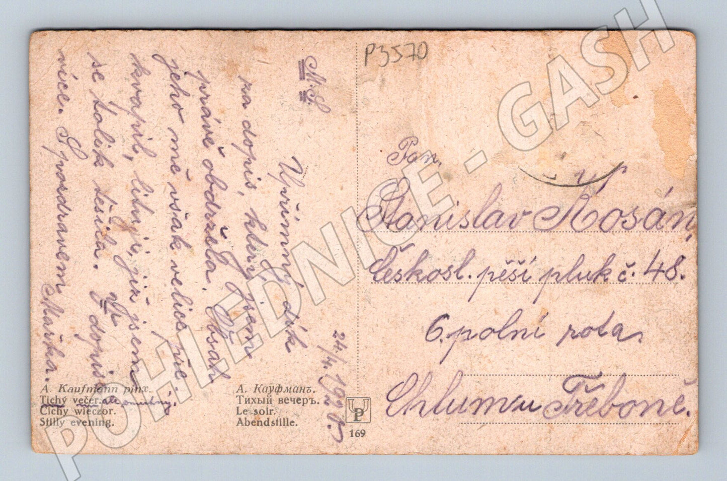 Pohlednice malba A. Kaufmann Tichý večer krajina (P3570)
