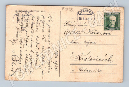 Pohlednice Bubeneč Březová alej 1930 (P3578)