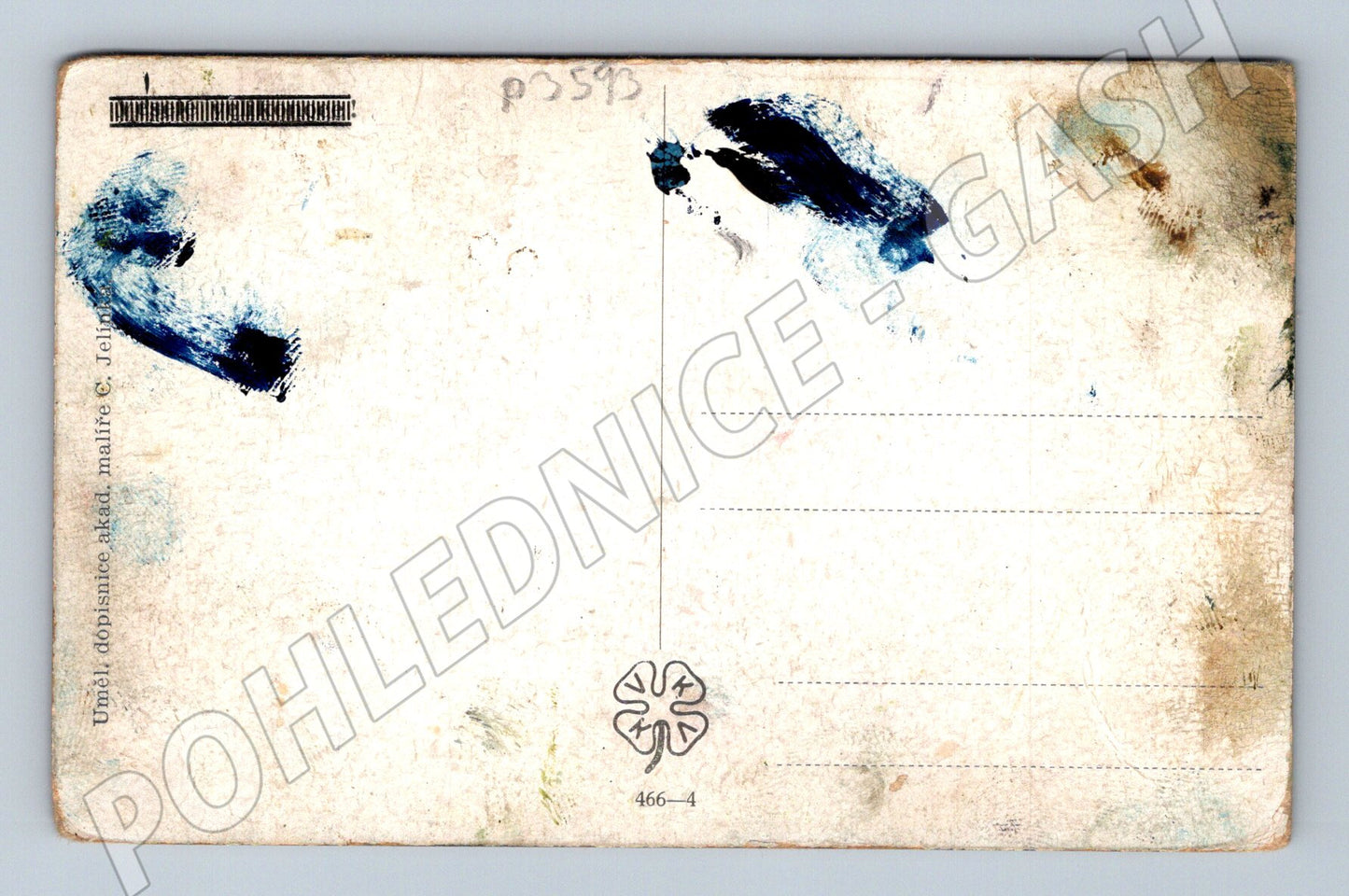 Pohlednice krajina s chalupami malba C. Jelínek (P3593)
