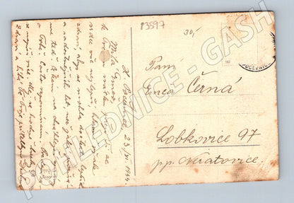 Pohlednice venkovská krajina západ slunce 1944 (P3597)