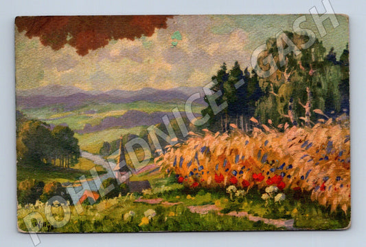 Pohlednice Švýcarsko krajina kostel (P3598)