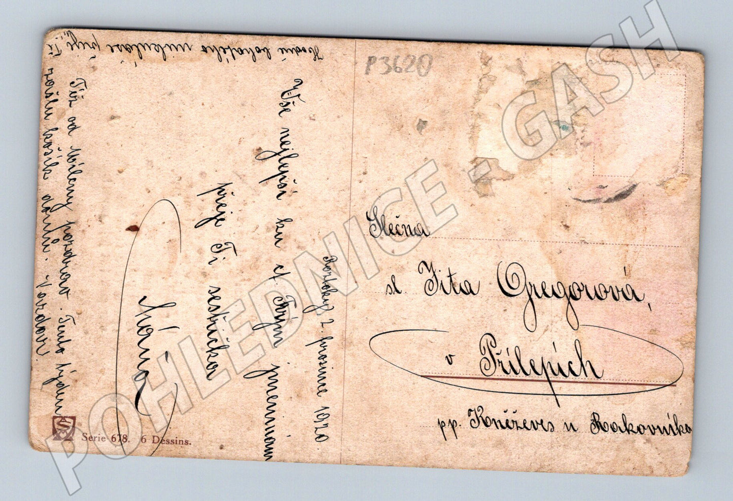 Pohlednice krajina s horami a básní 1920 (P3620)