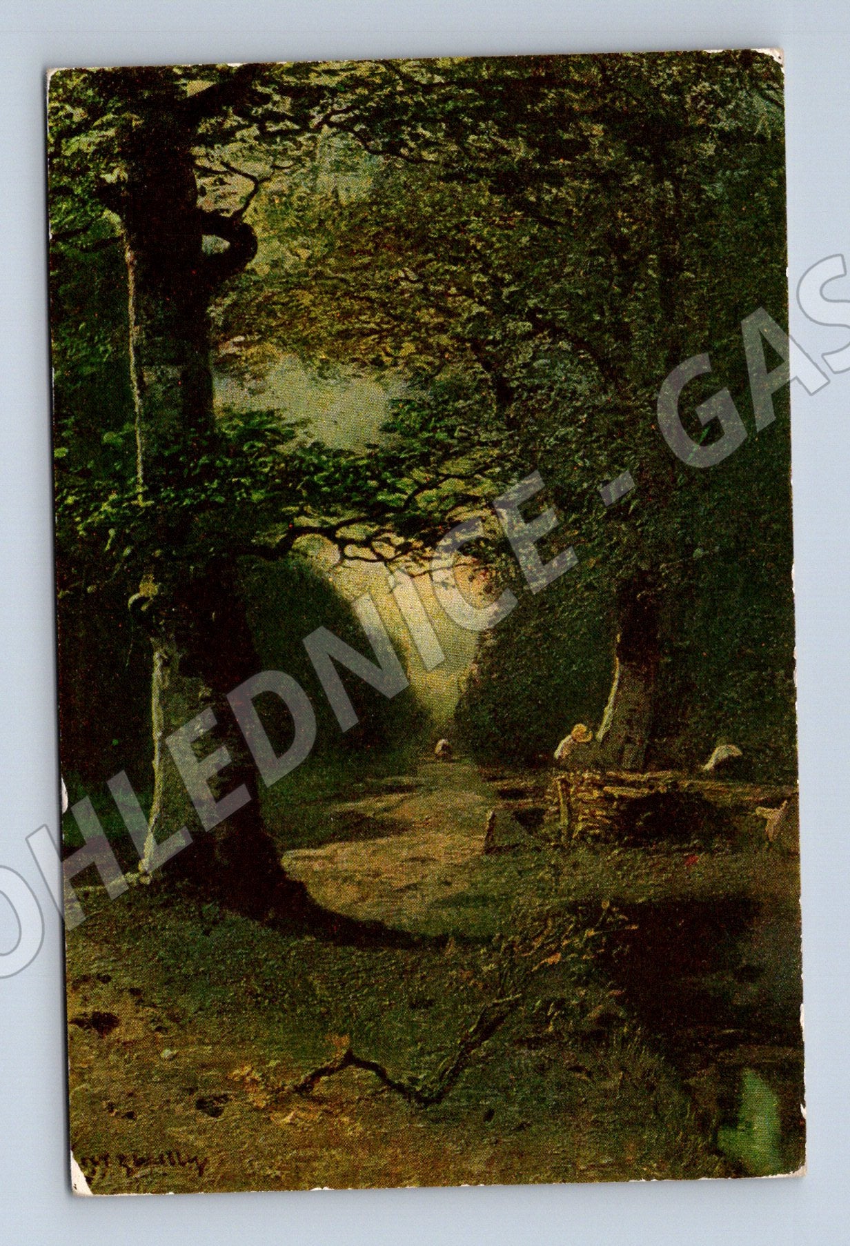 Pohlednice umělecký motiv lesní krajina (P3621)