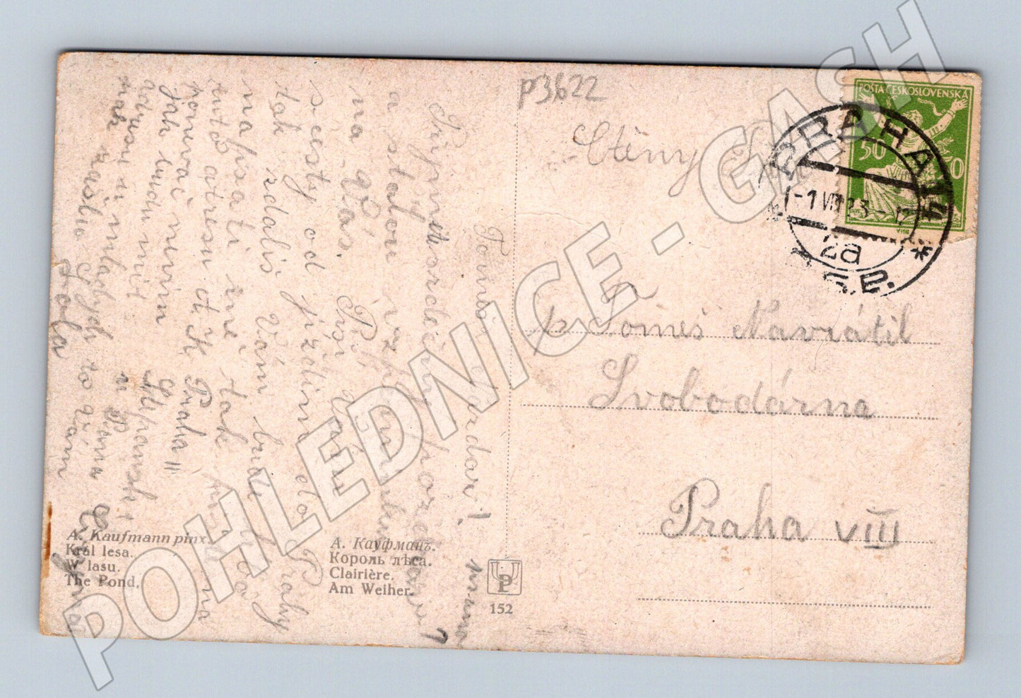 Pohlednice Lesní motiv podzim jeleni 1943 (P3622)