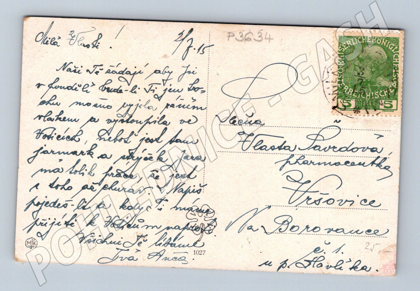 Pohlednice umělecký motiv loučení 1915 (P3634)