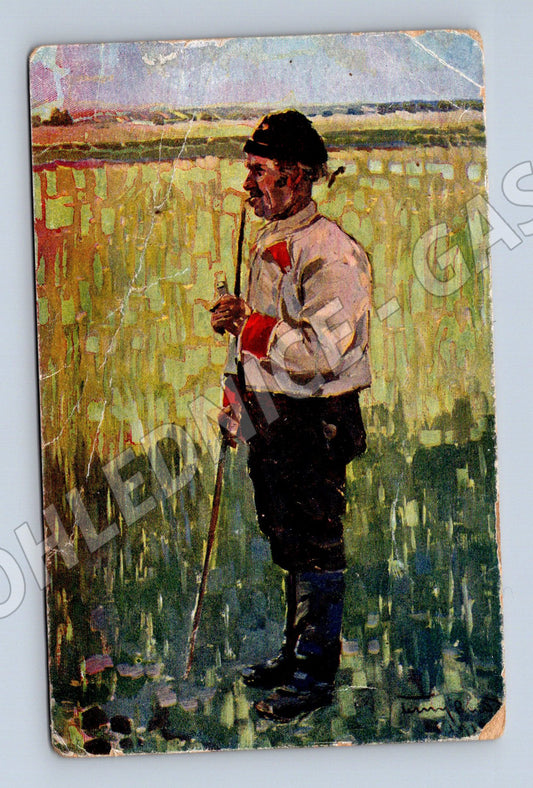 Pohlednice Československo voják v krajině malba 1921 (P3635)