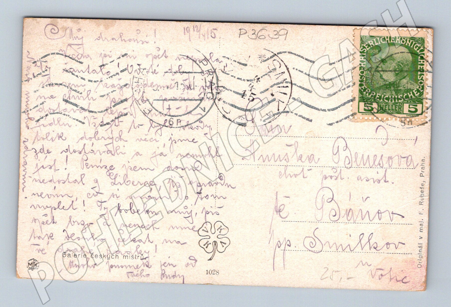 Pohlednice Dědeček s babičkou J. Ryťíř ze Skramlíků 1914 (P3639)