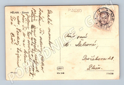 Pohlednice Mělník zámek nad Labem 1940 (P3650)