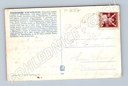Pohlednice Šternberk nad Sázavou hrad krajina 1921 (P3657)
