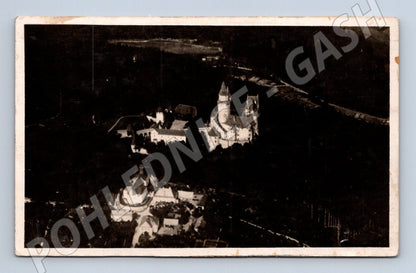 Pohlednice Bouzov hrad letecký pohled 1923 (P3664)