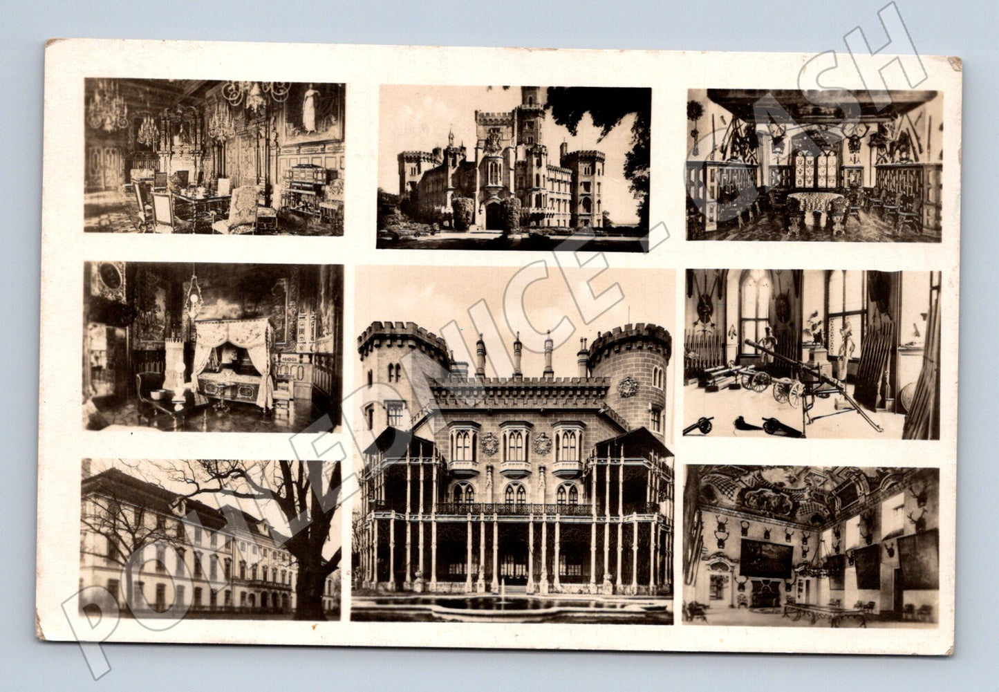Pohlednice Hluboká n. Vlt. zámek interiér exteriér 1941 (P3669)