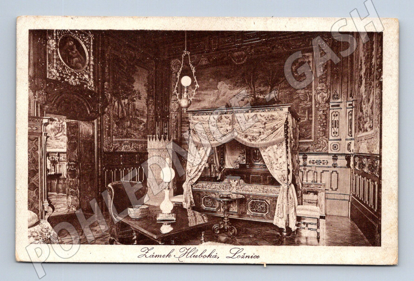 Pohlednice Hluboká Ložnice zámek 1924 (P3671)