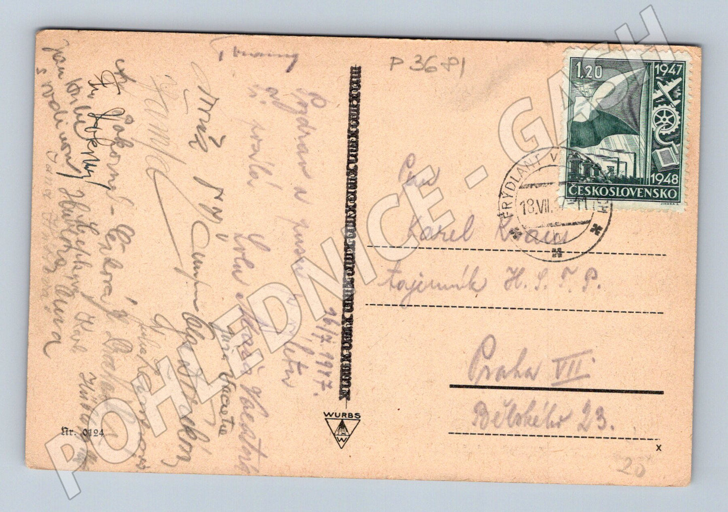 Pohlednice Frýdlant Zámek Frýdlant v Č. 1947 (P3681)