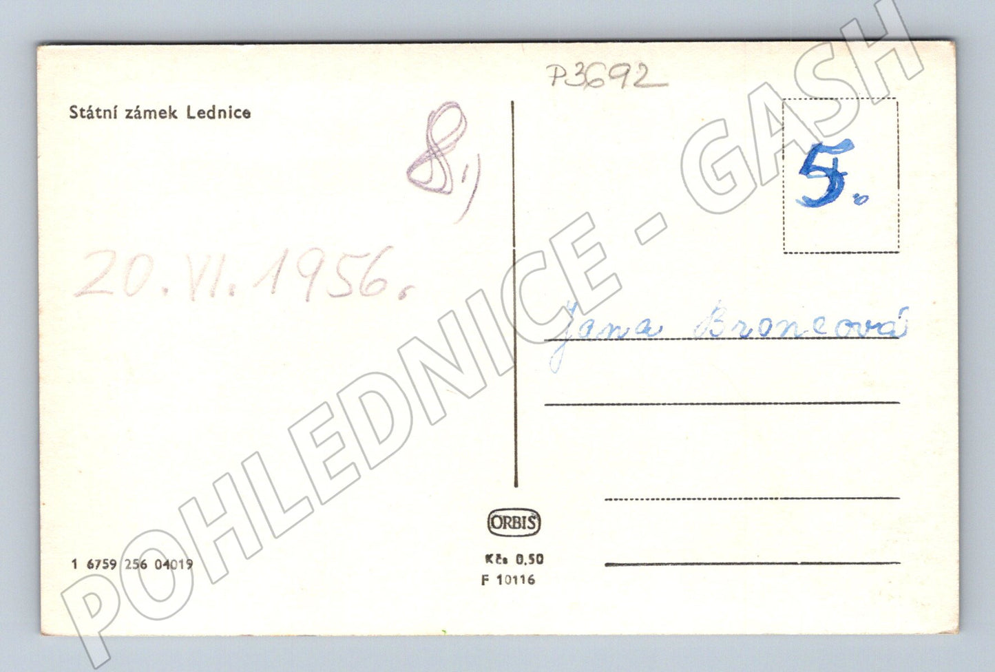 Pohlednice Lednice zámek 1956 (P3692)