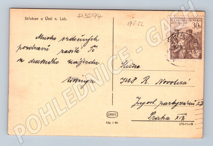Pohlednice Střekov hrad 1956 (P3694)
