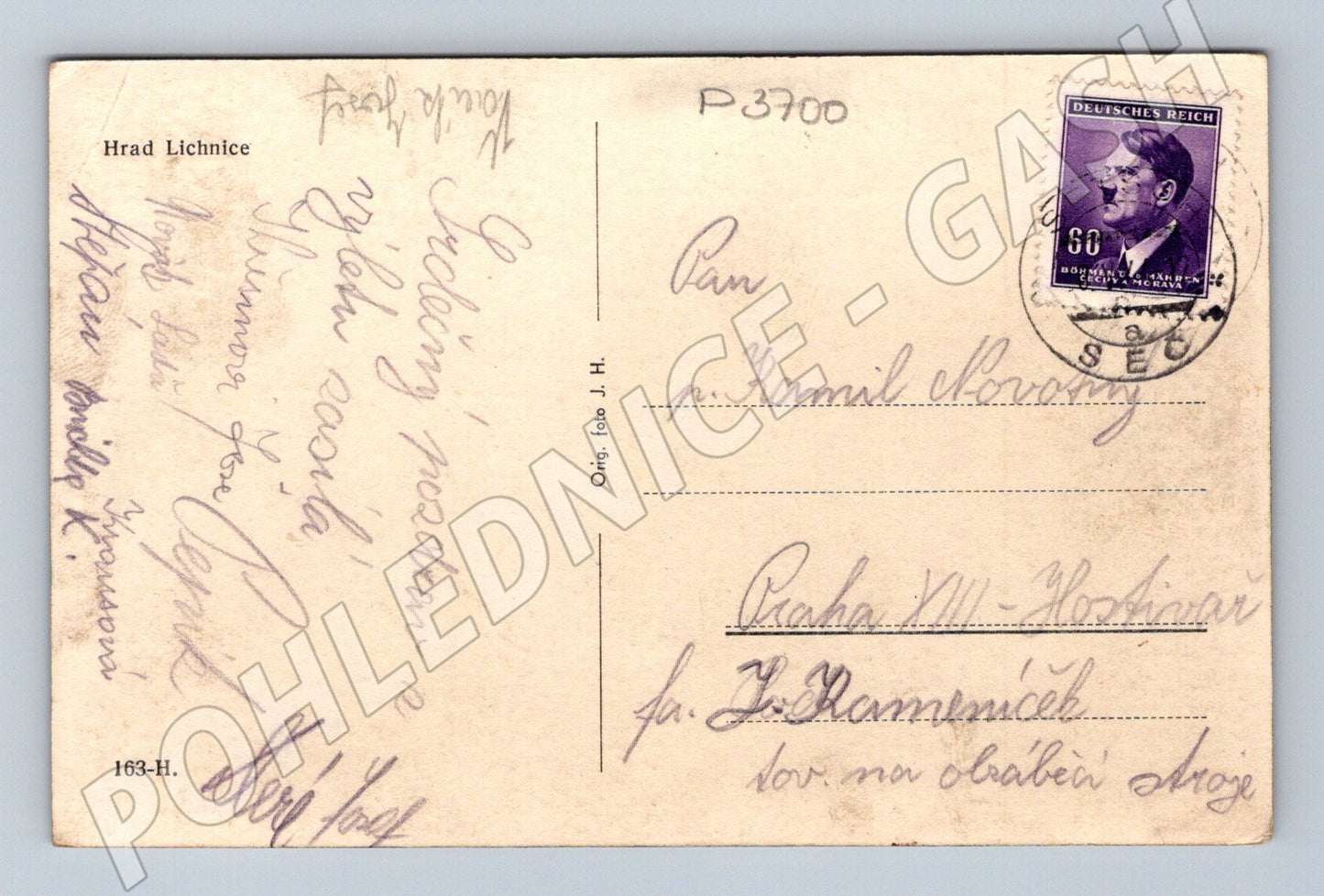Pohlednice Lichnice hrad zřícenina 1940s (P3700)